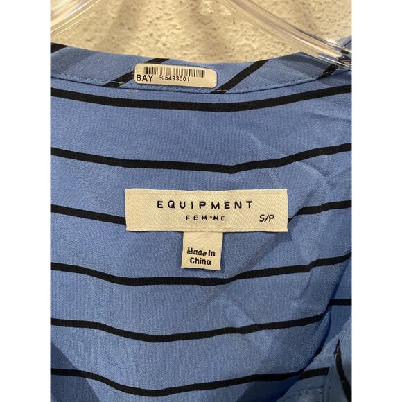 Equipment Windsor Shirt Womens Small Blue Striped Silk Long Sleeve Blouse Top - Picture 3 of 7
